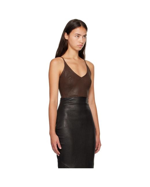 Rick Owens Black Tower Stretch Leather Top