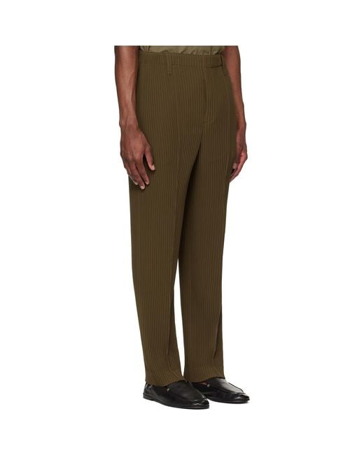 Homme Plissé Issey Miyake Green Khaki Tuxedo Pleats Trousers for men