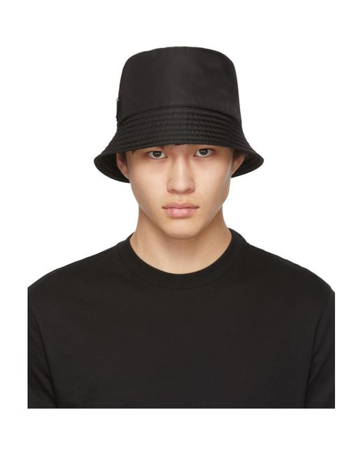 Prada Black Tessuto Triangolo Bucket Hat for men