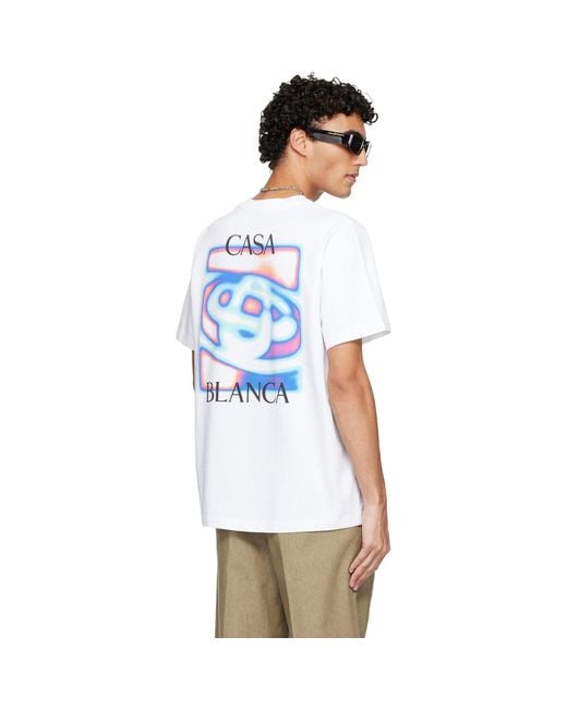 Casablanca White Heat Map Logo Short Sleeve T‑Shirt for men