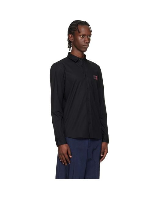 HUGO Blue Relaxed-Fit Stretch-Cotton Canvas Shirt for men