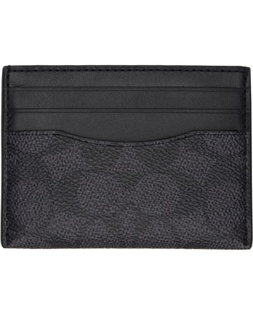 COACH Black Signature Canvas Card Holder for men
