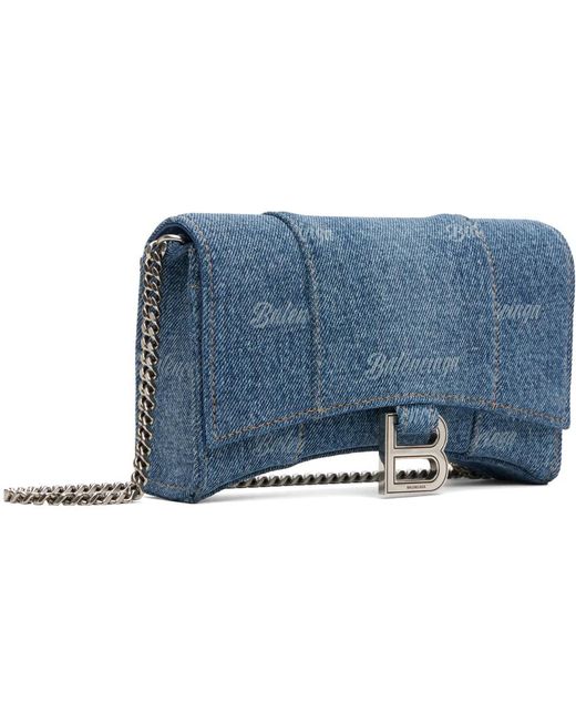 Balenciaga Blue Hourglass Wallet On Chain Bag