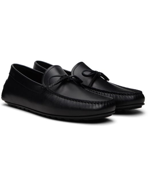 Boss Black Bow-Trim Driver Loafers for men