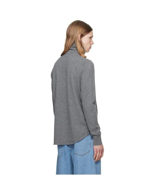 Dries Van Noten Gray Collar Cashmere Cardigan for men