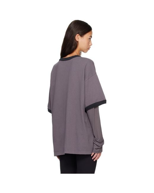 Acne Purple Layered Graphic Long Sleeve T-Shirt