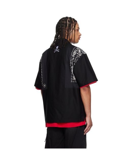 Mastermind Japan Black Bandana Short Sleeve Shirt for men