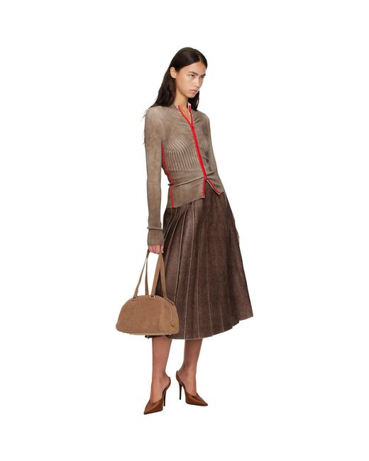 DIESEL Brown 1Dr Dome Oval D Logo Suede Shoulder Bag
