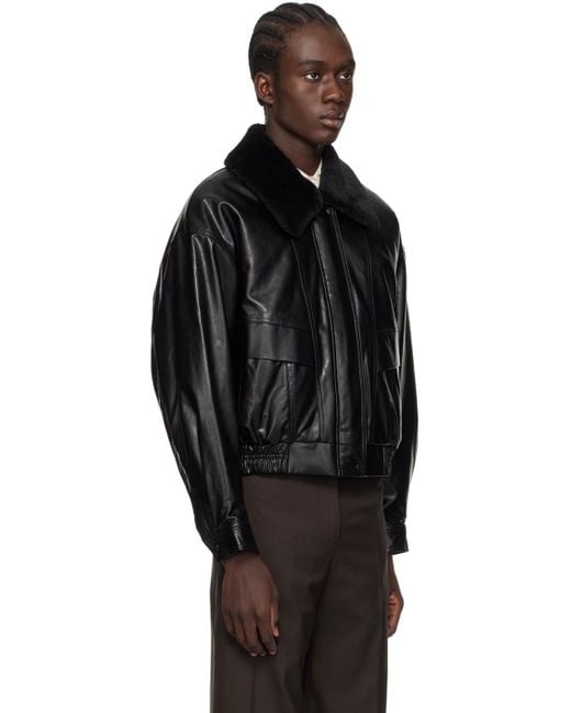 Low Classic Black Short Faux-leather Jacket for men