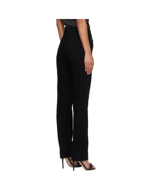 Agolde Black 90's Pinch Waist High Rise Straight Long Jeans