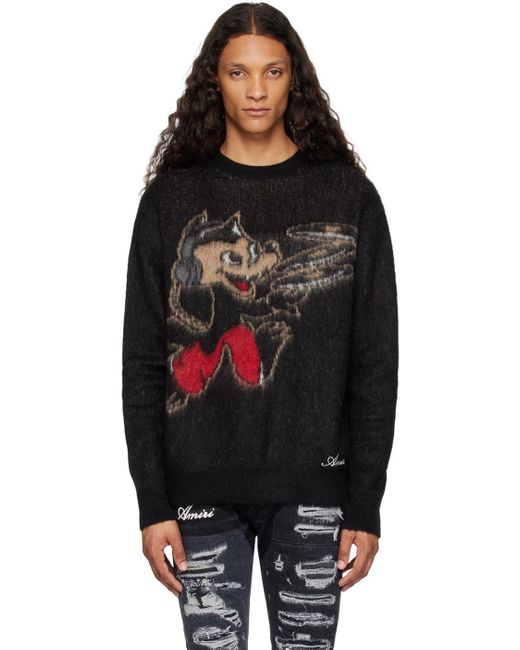 Amiri Black Record Wolf Sweater for men