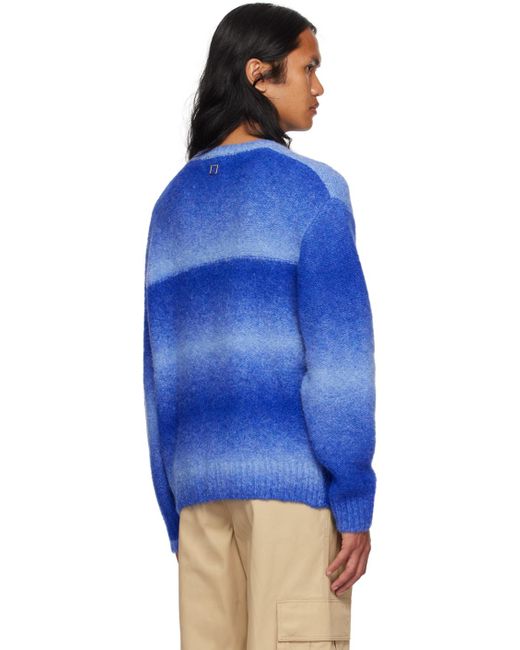 メンズ Wooyoungmi ブルー ボーダー セーター Blue