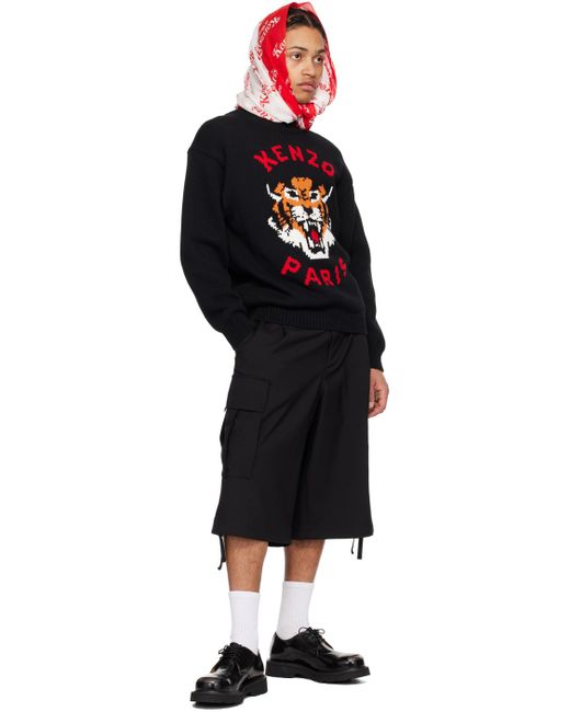 KENZO Black Paris Lucky Tiger Sweater for men
