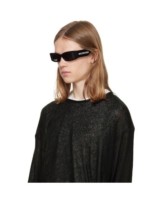 Balenciaga Black Rectangular Sunglasses for men