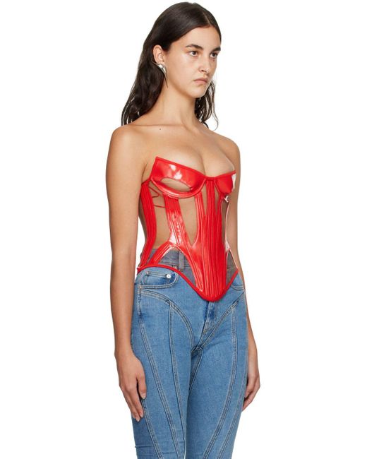 Corset En Cuir Rouge Sexy Taille M – Lace-up Avec Boucles – Fait Main, Neuf Sans Emballage