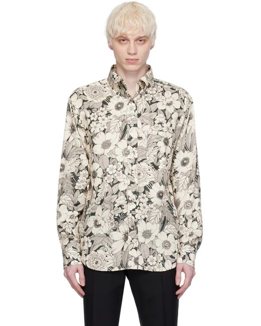 Tom Ford Multicolor Off-white Linear Floral Shirt for men
