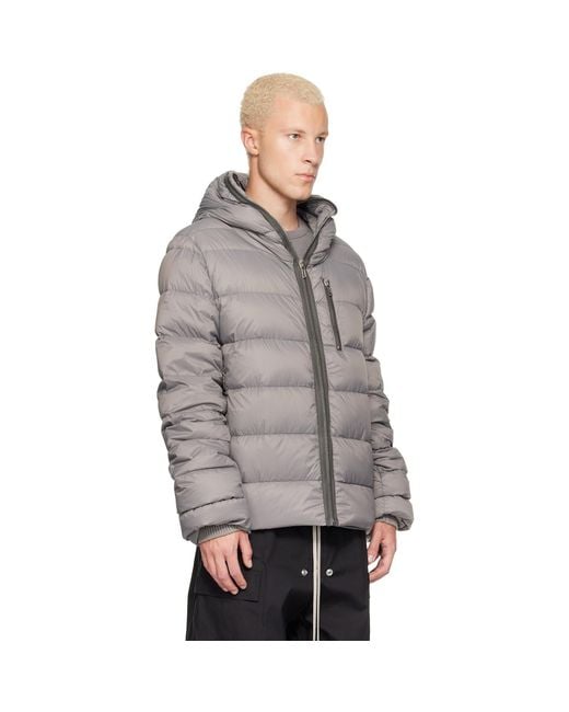 Rick Owens Gray Tower Nylon Duvet Hooded Down Jacket for men