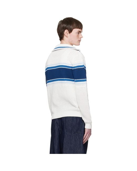 Casablanca Blue Off- & Striped Mesh Track Jacket for men