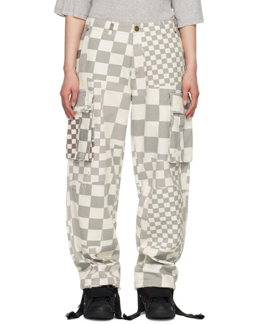 ERL White Check Cargo Pants