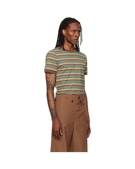 Marni Brown Cotton Fine Stripes T-Shirt for men
