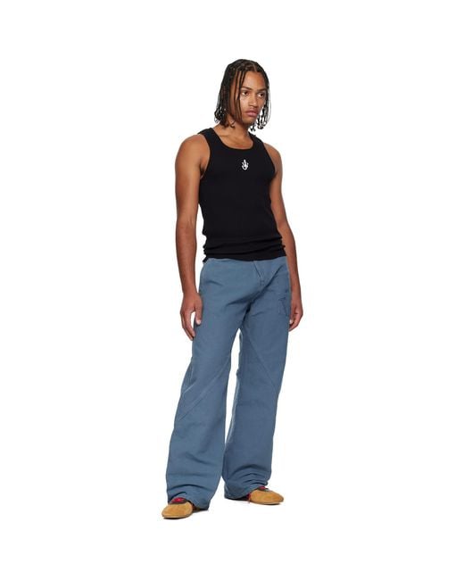 J.W. Anderson Black Anchor Embroidery Tank Top for men