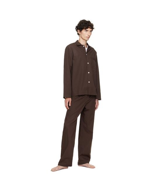 Tekla Brown Poplin Pyjama Pants for men