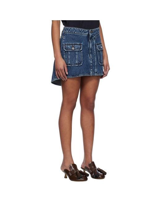 J.W. Anderson Blue Curved Patch Pocket Denim Miniskirt