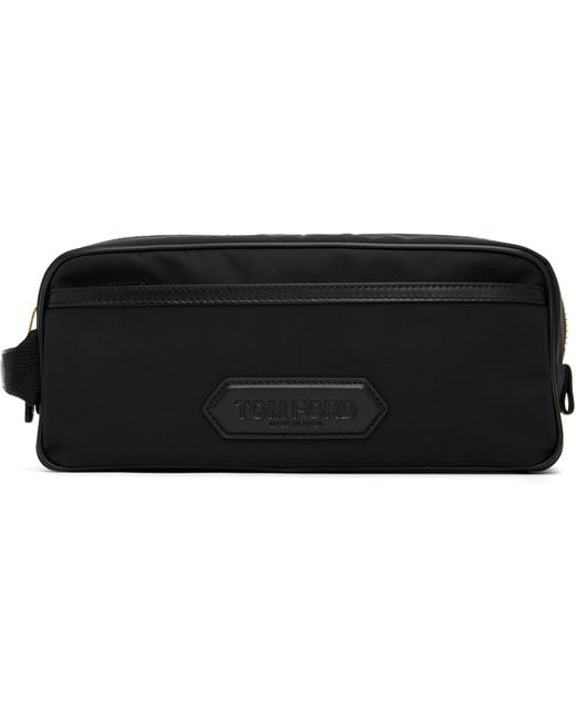 Tom Ford Black Canvas Double Zip Toiletry Bag for men