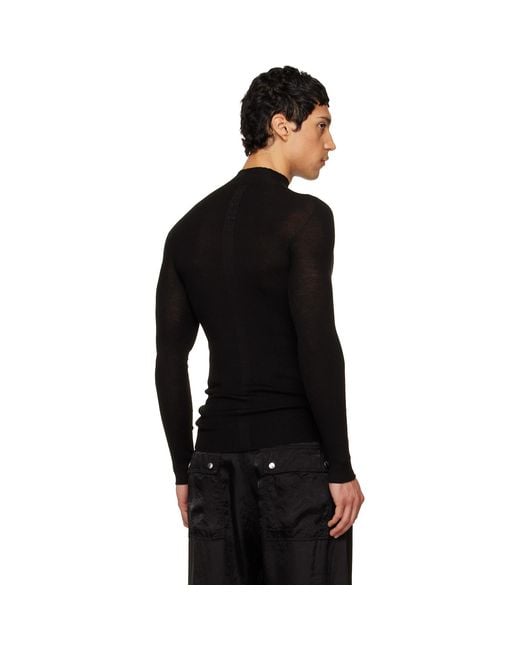 Rick Owens Black Temple Ribbed Lupetto Sweater for men