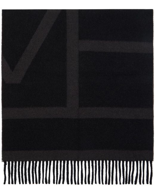 Totême  Toteme Black Monogram Jacquard Wool Scarf