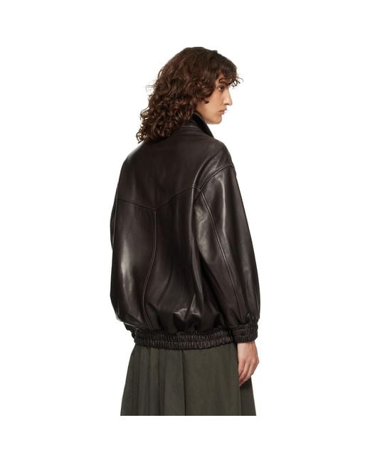 Nour Hammour Black Beck Modern Leather Bomber