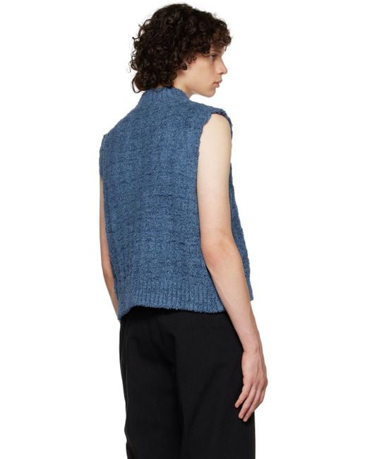 Maison Margiela Blue Mock Neck Sweater Vest for men