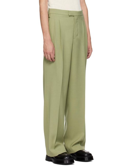 AMI Green Pleated Trousers for men