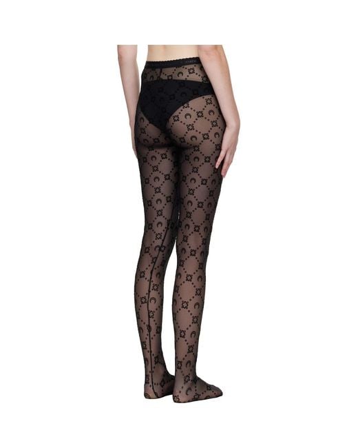 MARINE SERRE Black Recycled Mesh Flock Tights