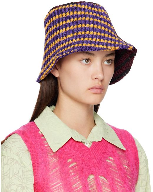 ANDERSSON BELL Pink Burgundy Contrast Knit Bucket Hat