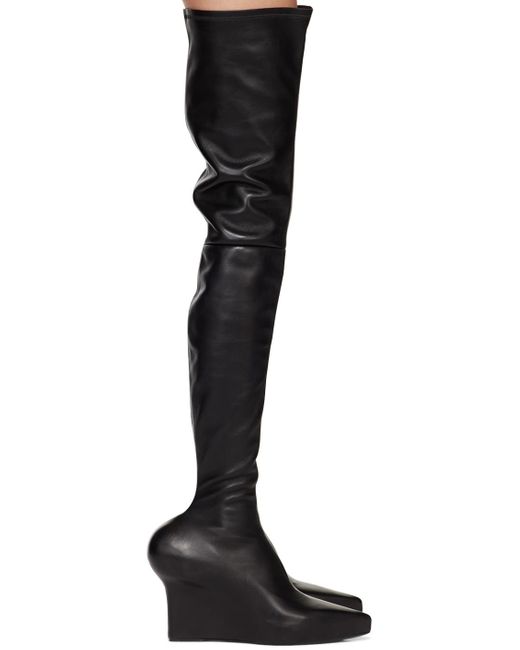 Givenchy Black Leather Over The Knee Heel Boots