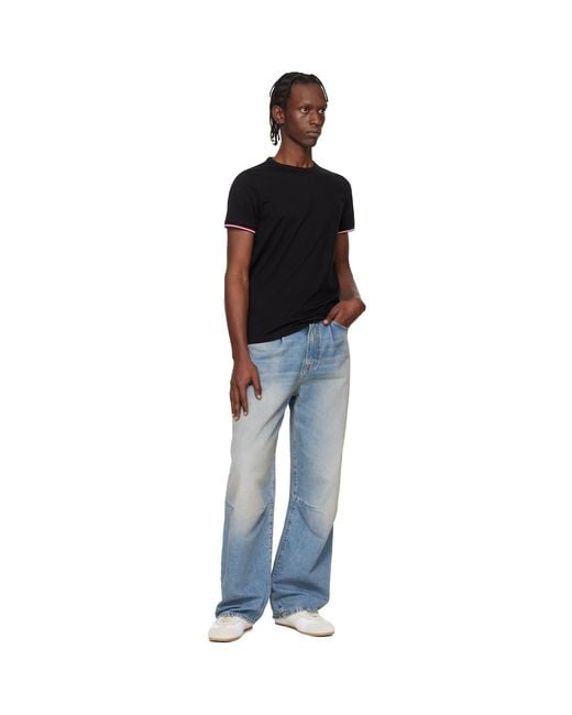 Moncler Black Tricolor-Trimmed Cotton T-Shirt for men