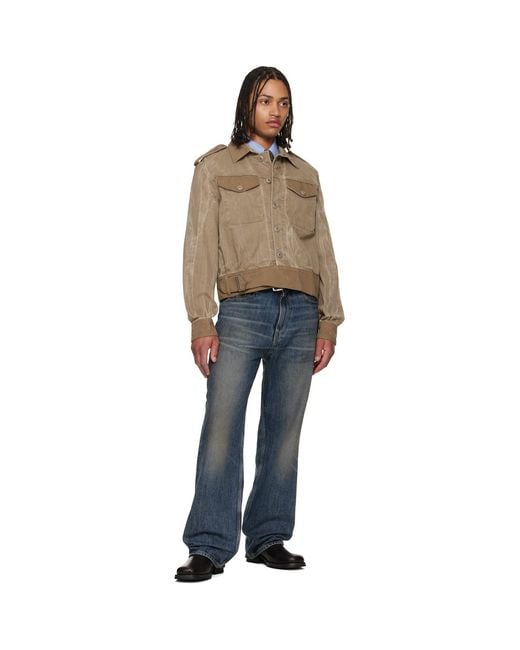 Our Legacy Blue Khaki Battle Denim Jacket for men