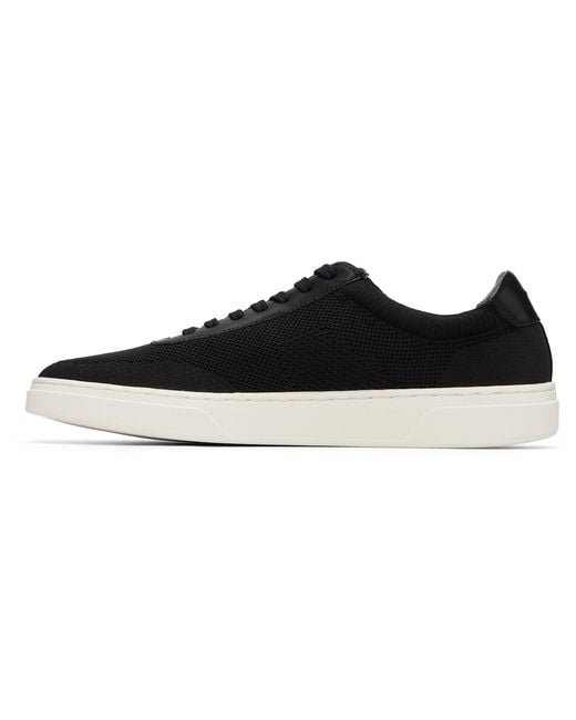Boss Black Lace-Up Leather Trim Knitted Sneakers for men