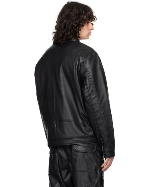 Sophnet Black Single Rider's Faux-leather Jacket for men