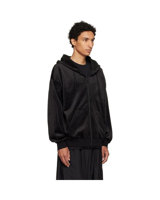 Y-3 Black Velvet Corduroy Zipper Hoodie for men