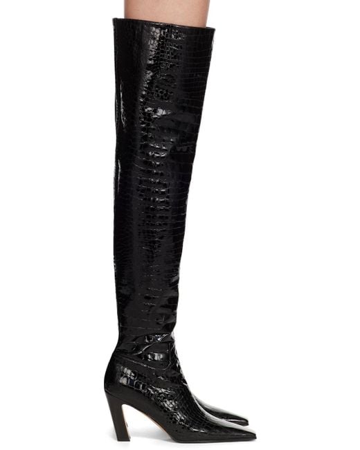 Khaite Black Marfa 90 Leather Knee-high Boots