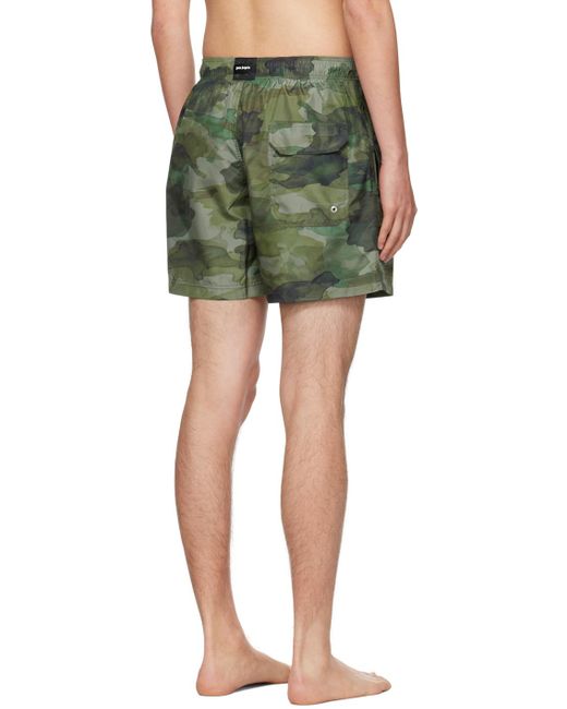 Palm Angels Green Seasonal Camo Swim Shorts for men