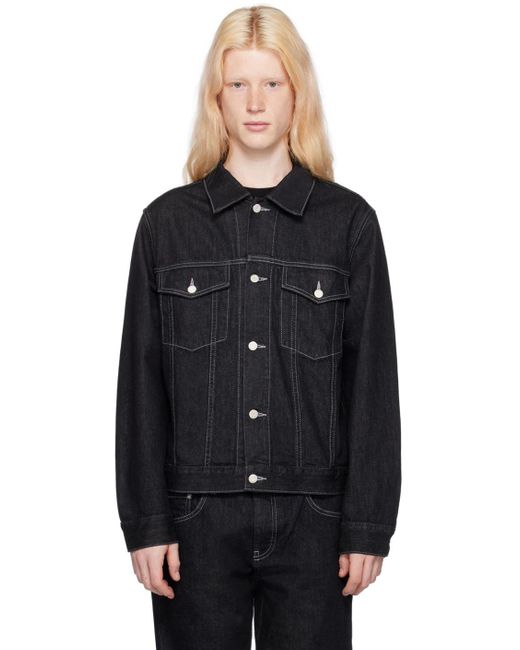 Helmut Lang Black Spread Collar Denim Jacket for men