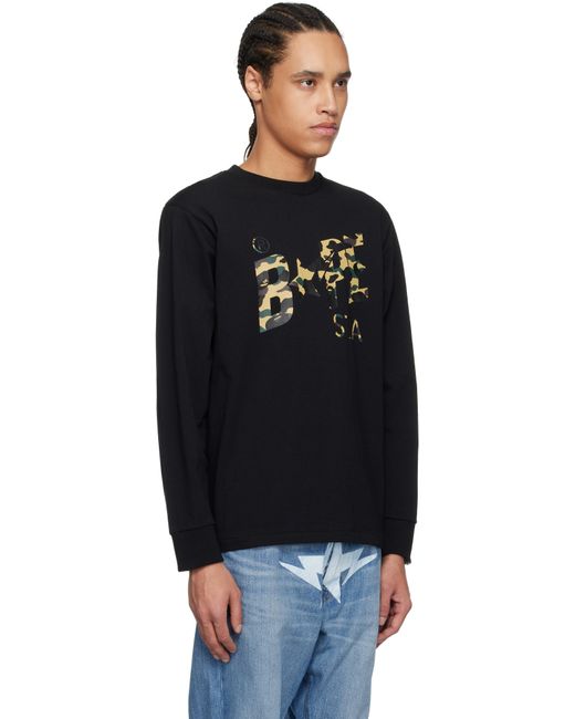 A Bathing Ape Black 1St Camo Sta' Ls T-Shirt for men