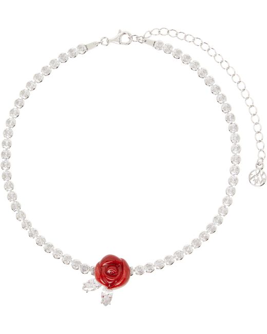 ShuShu/Tong シルバー Yvminエディション Ceramic Rose チョーカー Red