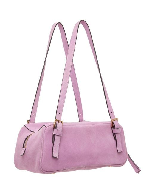 Versace Purple Tag' Suede Bowling Bag