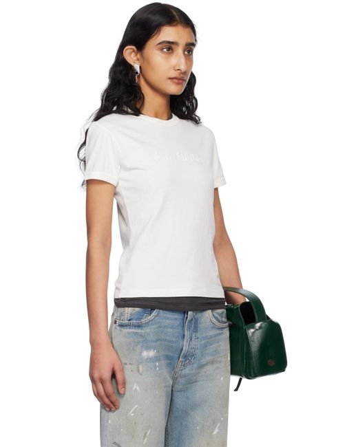 Acne ホワイト ロゴ フィット Tシャツ Multicolor