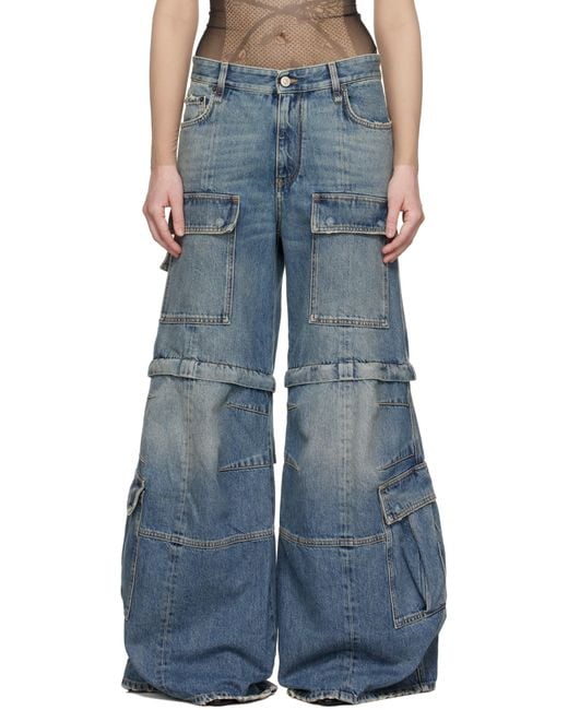 Balenciaga Blue Flared Cargo Jeans