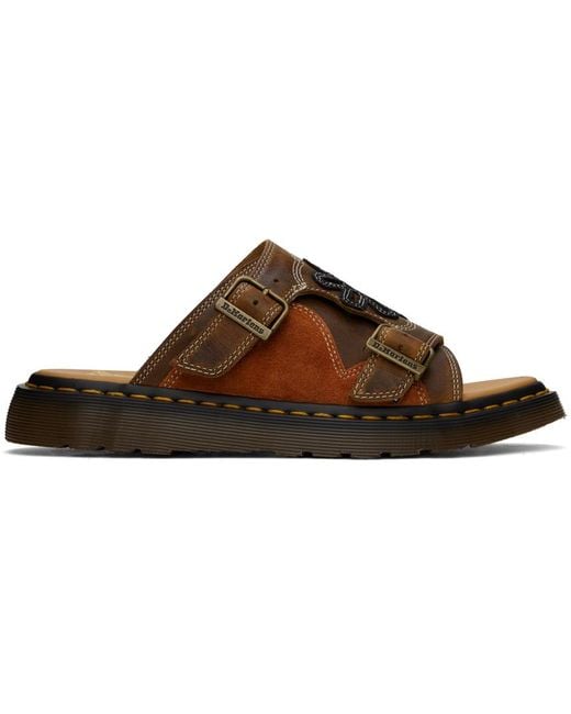 Dr. Martens Black Dayne Suede Appliqué Slides for men